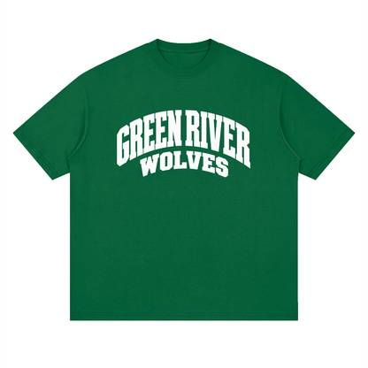 Basic 2 White Green River Oversized Drop Shoulder T-Shirt