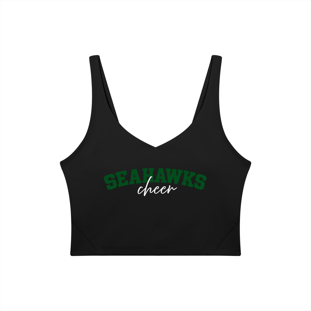 Cursive Seahawks Women's V-Neck Yoga Sports Bra