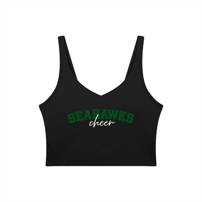Cursive Seahawks Women's V-Neck Yoga Sports Bra