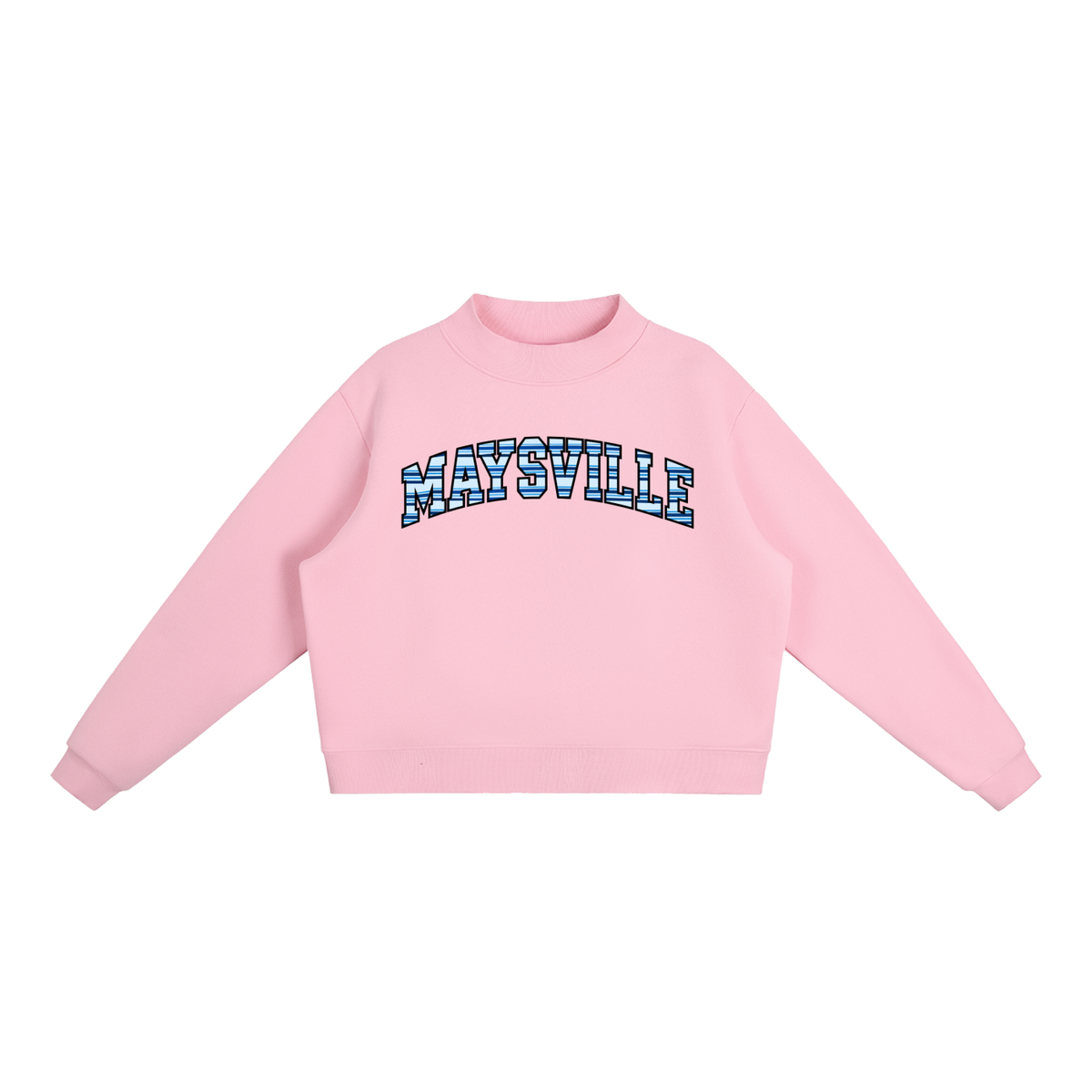 Striped Maysville Essential Fleece Mock-Neck Crew Sweatshirt