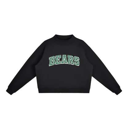 Gingham Blanchet Essential Fleece Mock-Neck Crew Sweatshirt (printed)