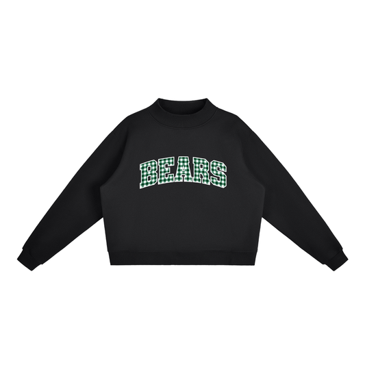 Gingham Blanchet Essential Fleece Mock-Neck Crew Sweatshirt (printed)