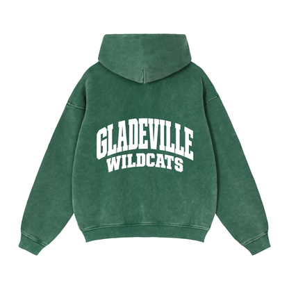 Basic 2 White Gladeville Zip-Through Boxy Fleece Hoodie