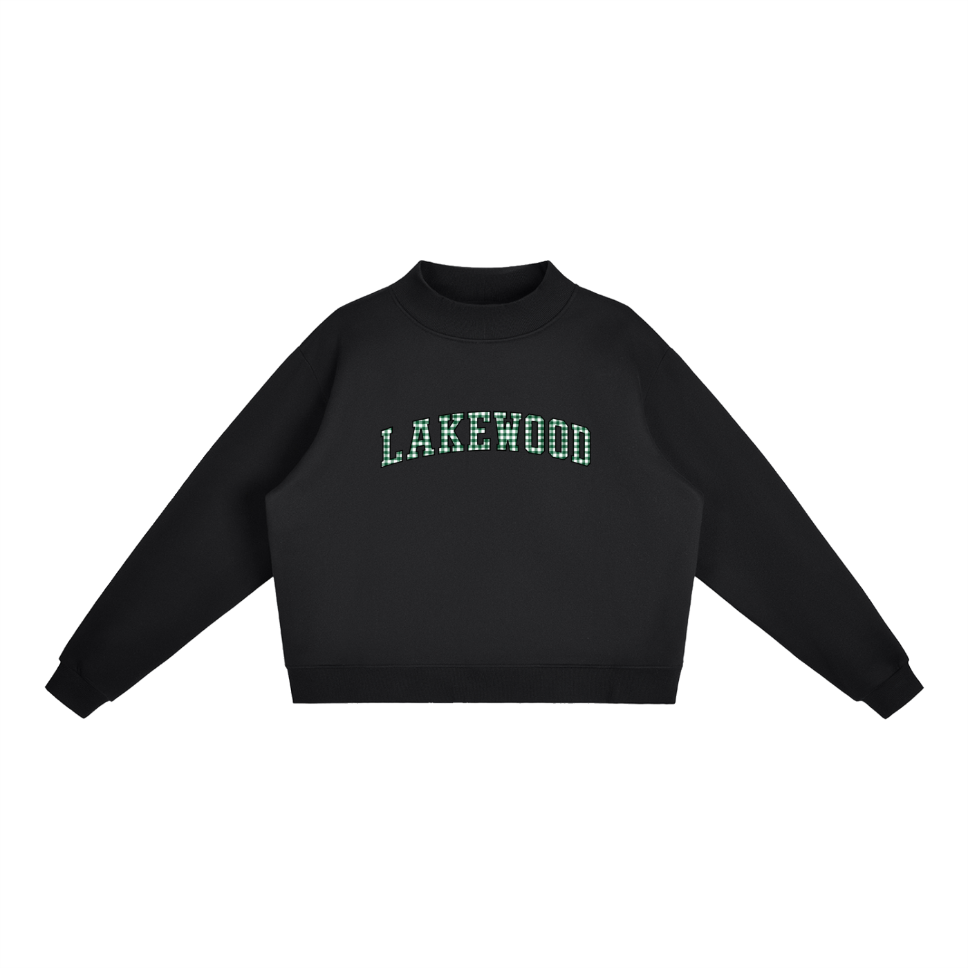 Gingham Lakewood Ranch Essential Fleece Mock-Neck Crew Sweatshirt