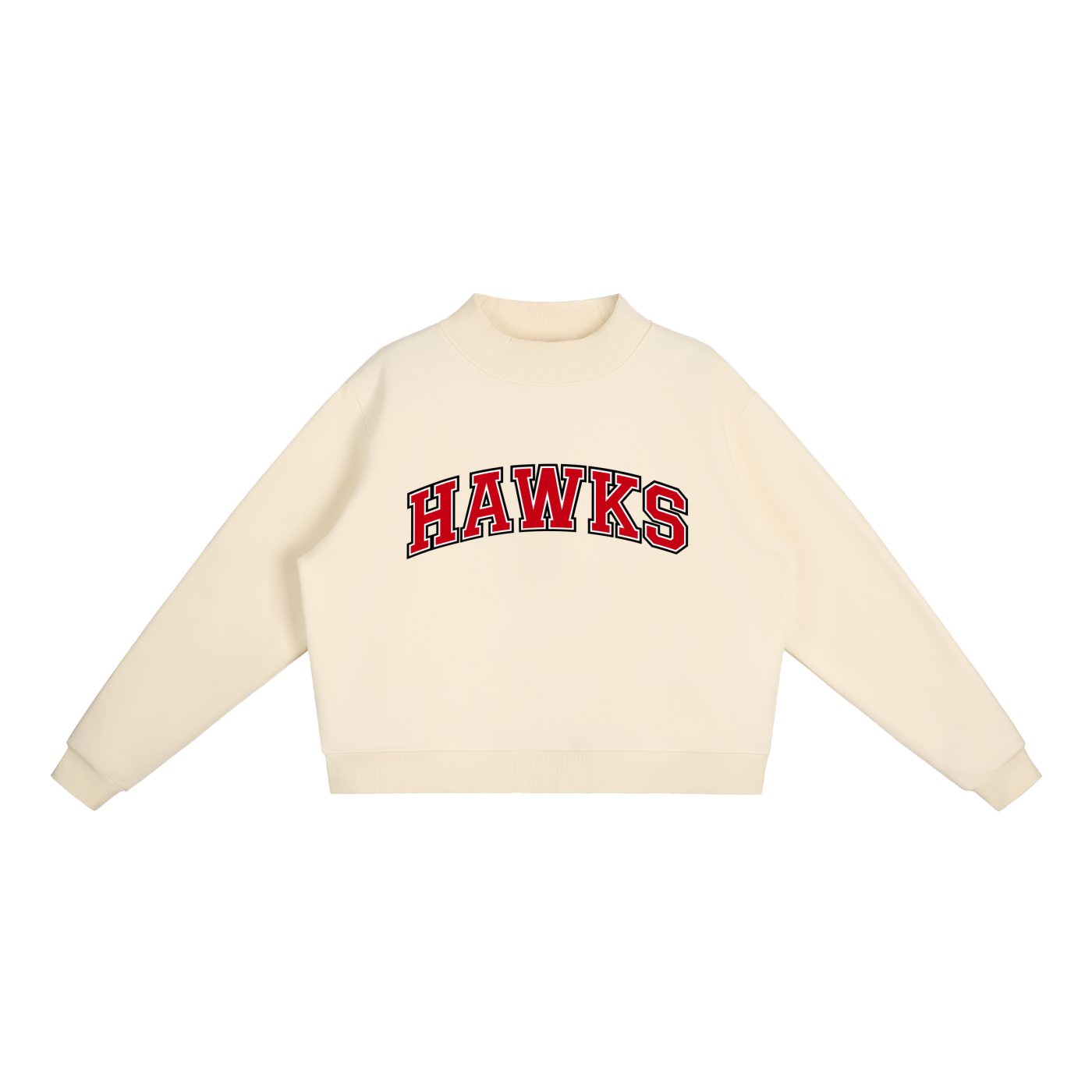 Collegiate Hawks Fleece Mock-Neck Crew Sweatshirt