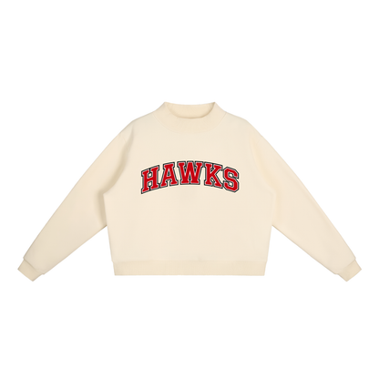 Collegiate Hawks Fleece Mock-Neck Crew Sweatshirt