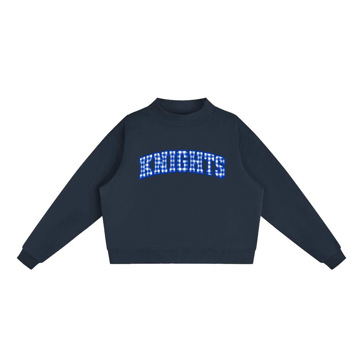 Gingham Nolensville Essential Fleece Mock-Neck Crew Sweatshirt (printed)