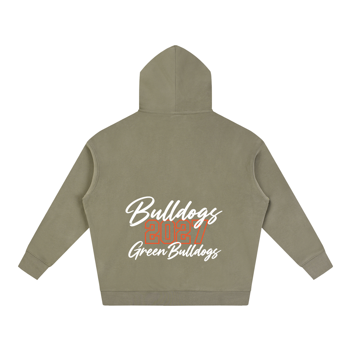 Cursive Front Green Bulldogs Oversize Fleeced Hoodie