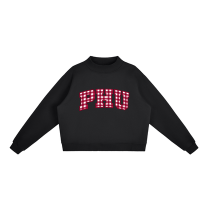 Gingham Palm Harbor Essential Fleece Mock-Neck Crew Sweatshirt (printed)