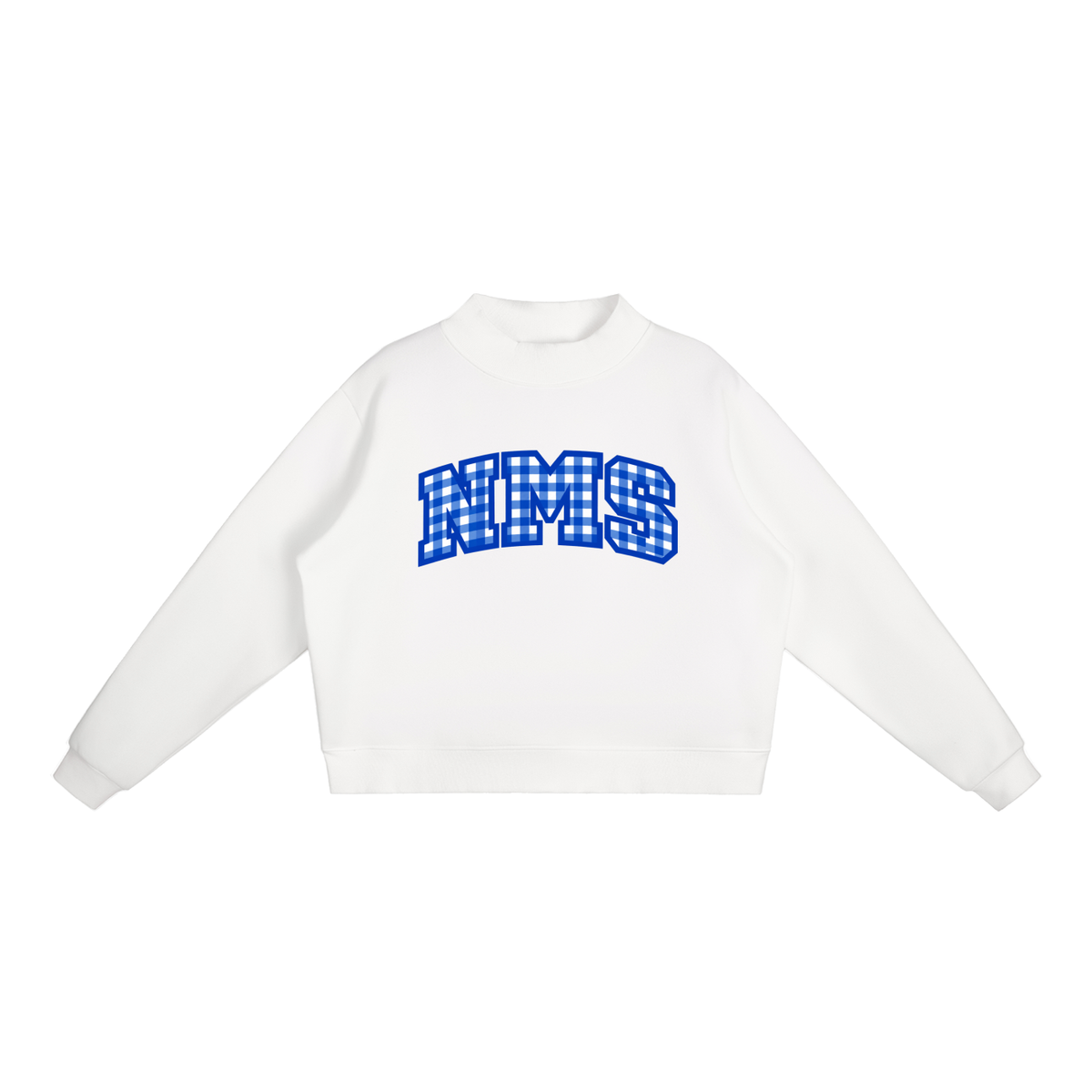 Gingham Northside Essential Fleece Mock-Neck Crew Sweatshirt (printed)