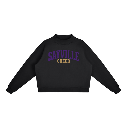 Basic 1 Sayville Essential Fleece Mock-Neck Crew Sweatshirt (printed)