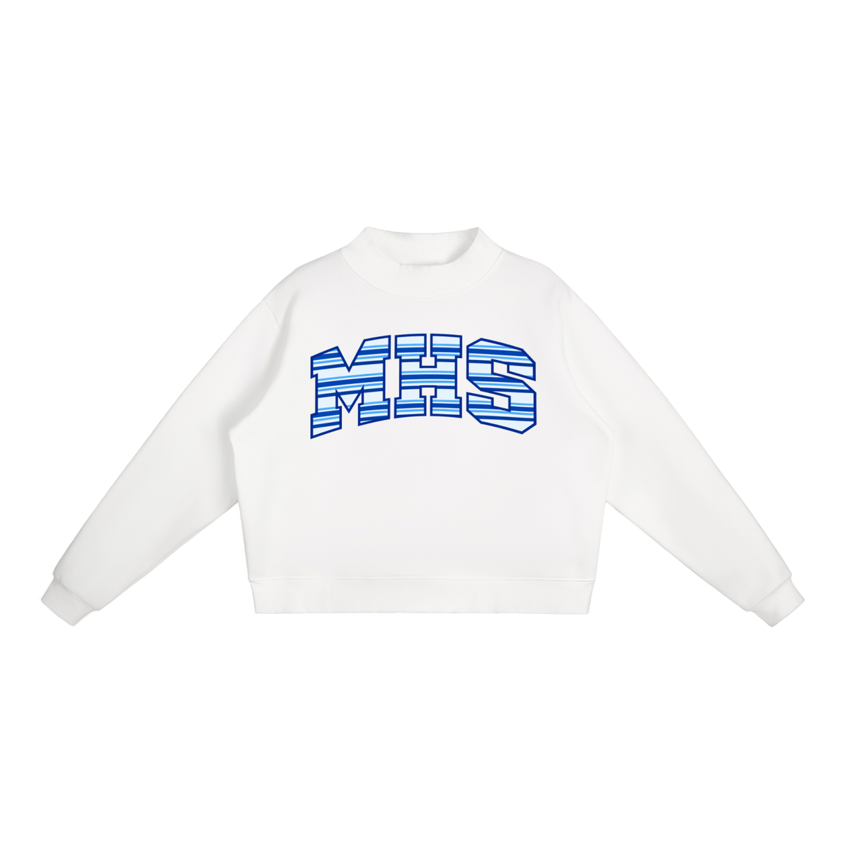 MHS Striped Essential Fleece Mock-Neck Crew Sweatshirt