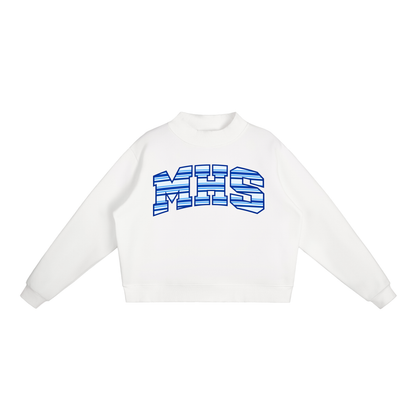 MHS Striped Essential Fleece Mock-Neck Crew Sweatshirt