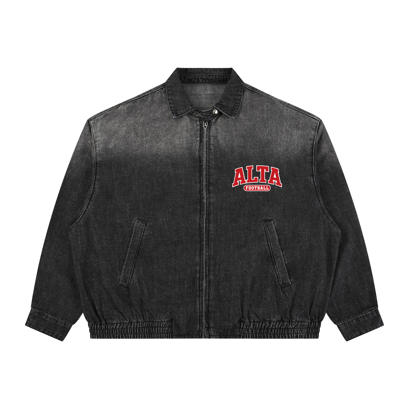 Unisex Vintage Wash Full-Zip Denim Jacket