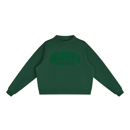 Basic 2 Green River Essential Fleece Mock-Neck Crew Sweatshirt (printed)
