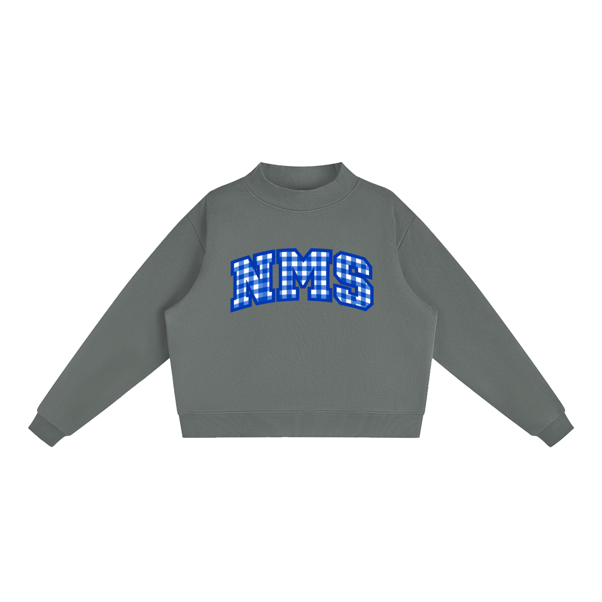 Gingham Northside Essential Fleece Mock-Neck Crew Sweatshirt (printed)