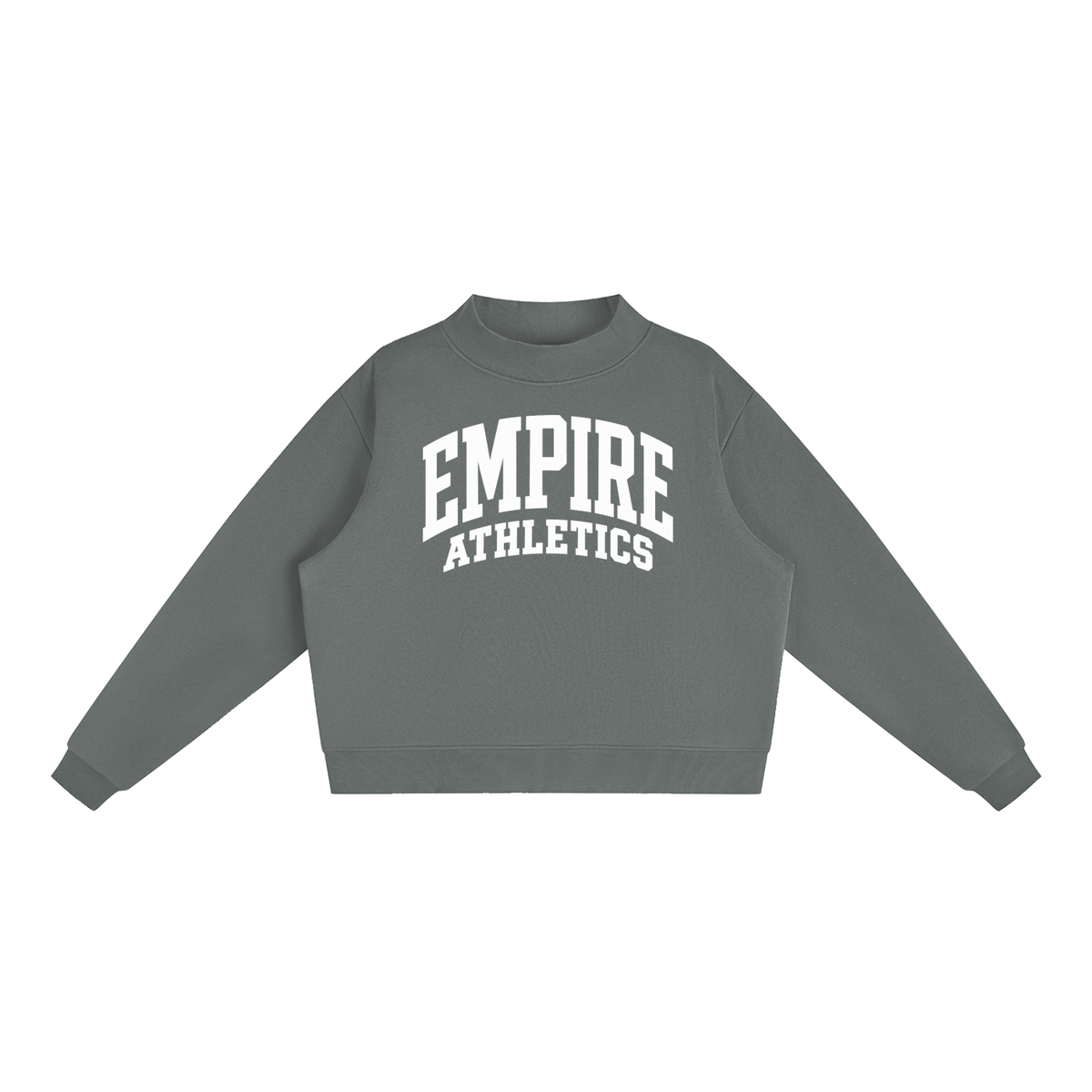 Basic 2 White Empire Essential Fleece Mock-Neck Crew Sweatshirt (printed)