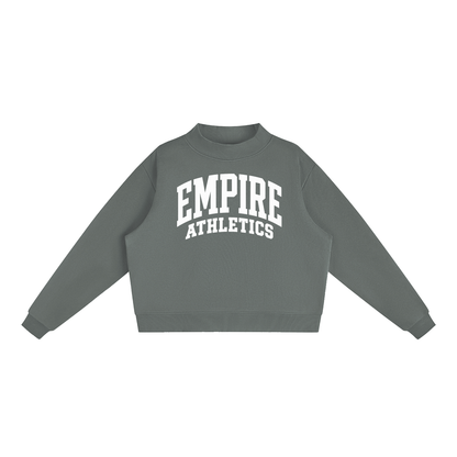 Basic 2 White Empire Essential Fleece Mock-Neck Crew Sweatshirt (printed)