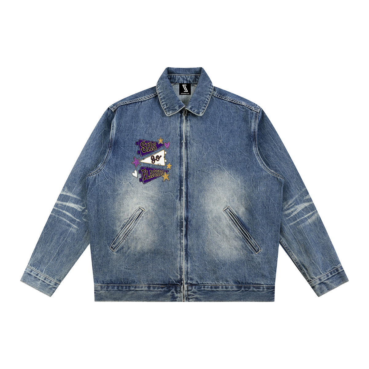 Lets Go Sayville Vintage Wash Zip Up Denim Jacket