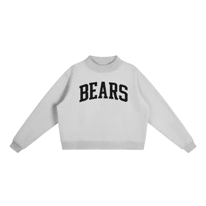 Black Bears Polka Essential Fleece Mock-Neck Crew Sweatshirt