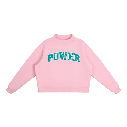 Polka Dot Power Essential Fleece Mock-Neck Crew Sweatshirt