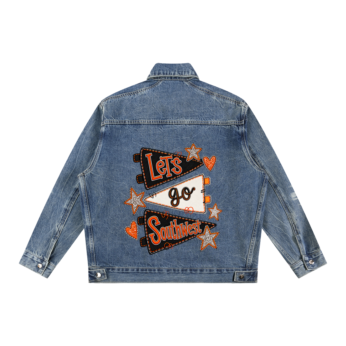 Lets Go Southwest Vintage Wash Zip Up Denim Jacket