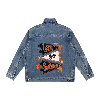 Lets Go Southwest Vintage Wash Zip Up Denim Jacket