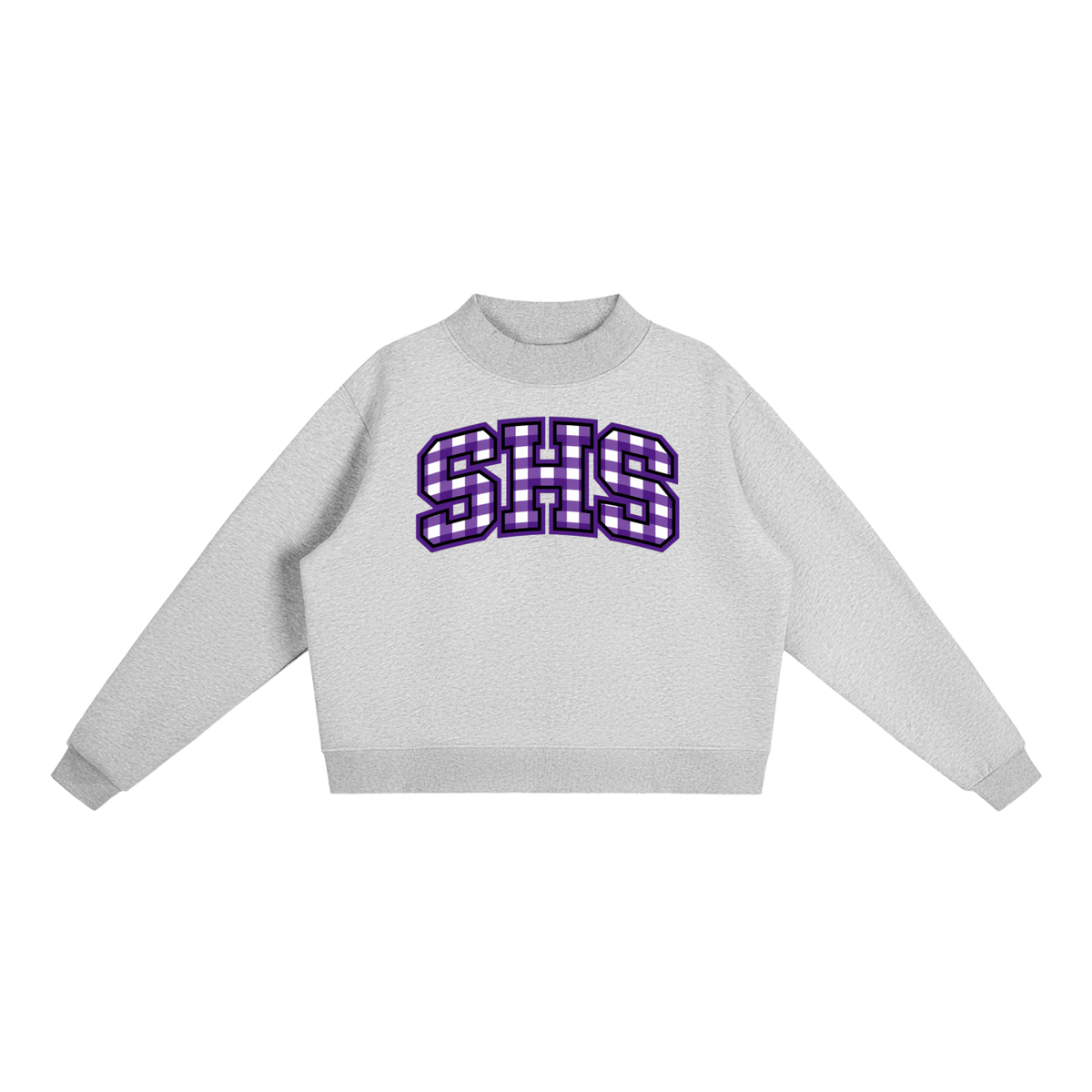 Gingham Sayville Essential Fleece Mock-Neck Crew Sweatshirt (printed)