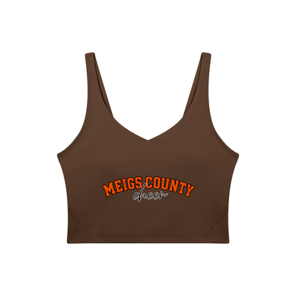Cursive Meigs County Women's V-Neck Yoga Sports Bra