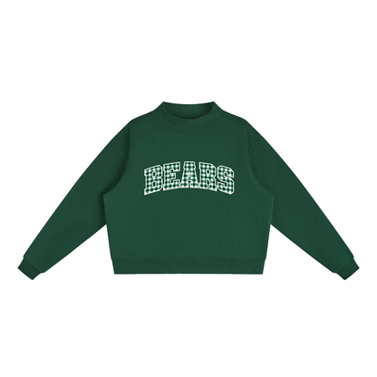 Gingham Blanchet Essential Fleece Mock-Neck Crew Sweatshirt (printed)