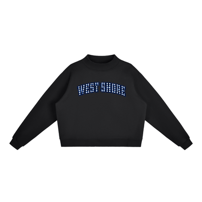 Gingham West Shore Essential Fleece Mock-Neck Crew Sweatshirt (printed)