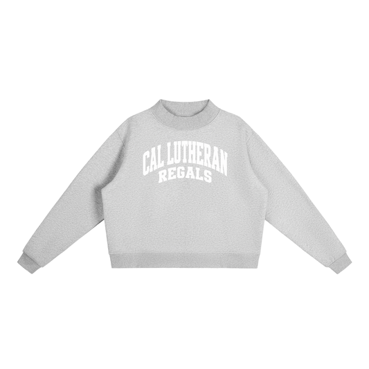 Basic 2 White Cal Lutheran Essential Fleece Mock-Neck Crew Sweatshirt (printed)