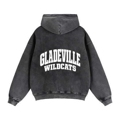 Basic 2 White Gladeville Zip-Through Boxy Fleece Hoodie