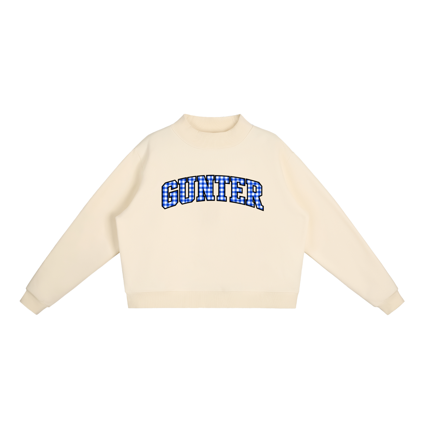 Gingham Gunter Essential Fleece Mock-Neck Crew Sweatshirt