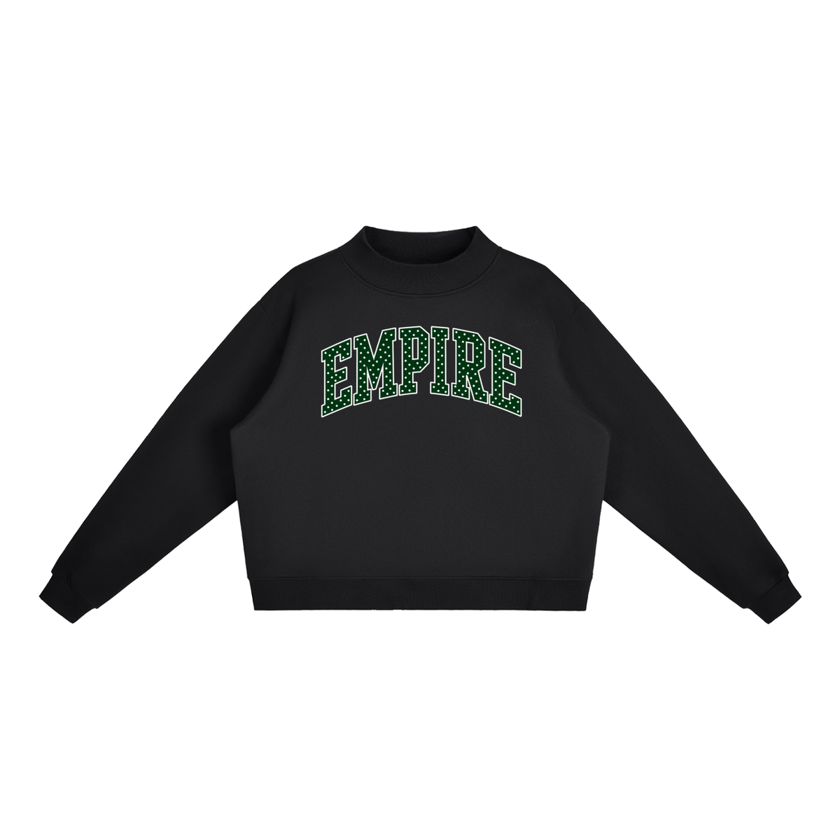 Polka Dot Empire Essential Fleece Mock-Neck Crew Sweatshirt (printed)