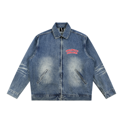 Vintage Wash Zip Up Denim Jacket
