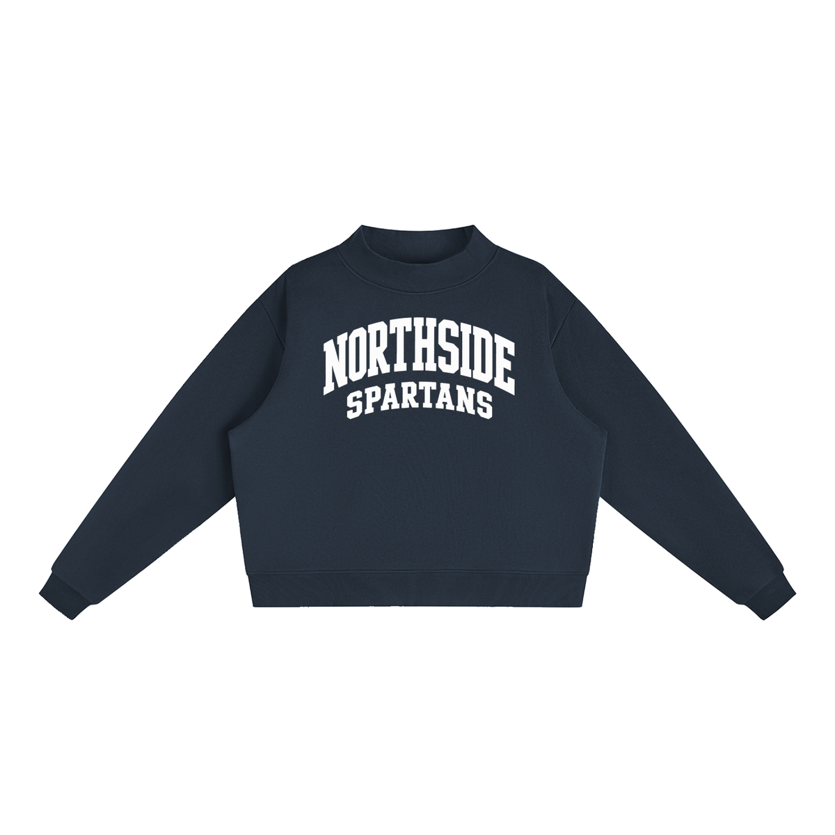 Basic 2 White Northside Essential Fleece Mock-Neck Crew Sweatshirt (printed)