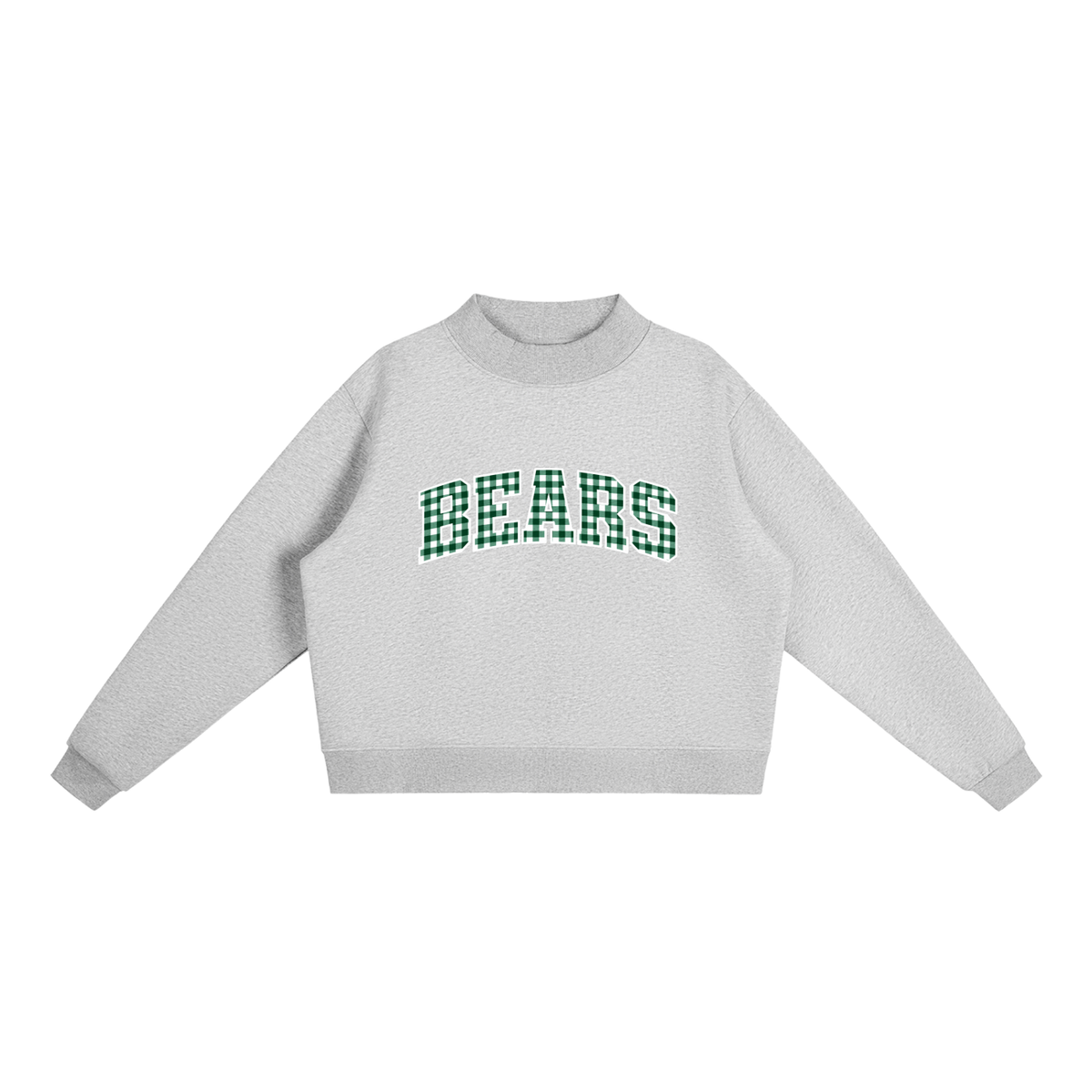 Gingham Blanchet Essential Fleece Mock-Neck Crew Sweatshirt (printed)