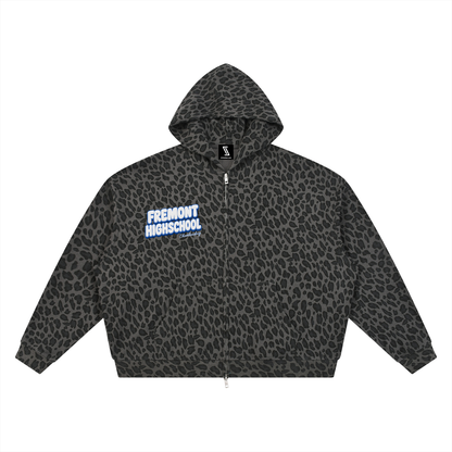 Leopard Print Full Zip Hoodie