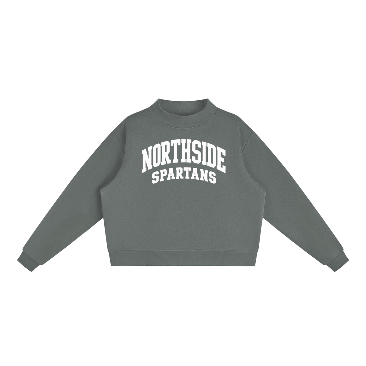 Basic 2 White Northside Essential Fleece Mock-Neck Crew Sweatshirt (printed)