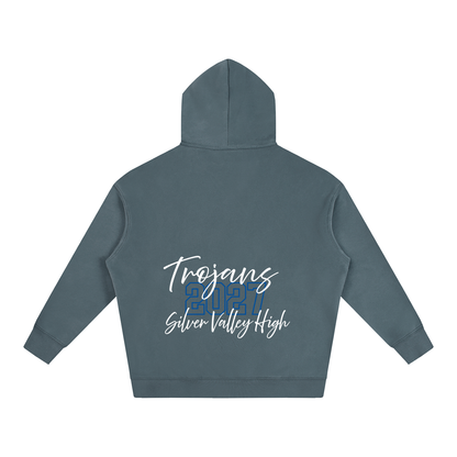 Cursive Front Silver Valley Oversize Fleeced Hoodie