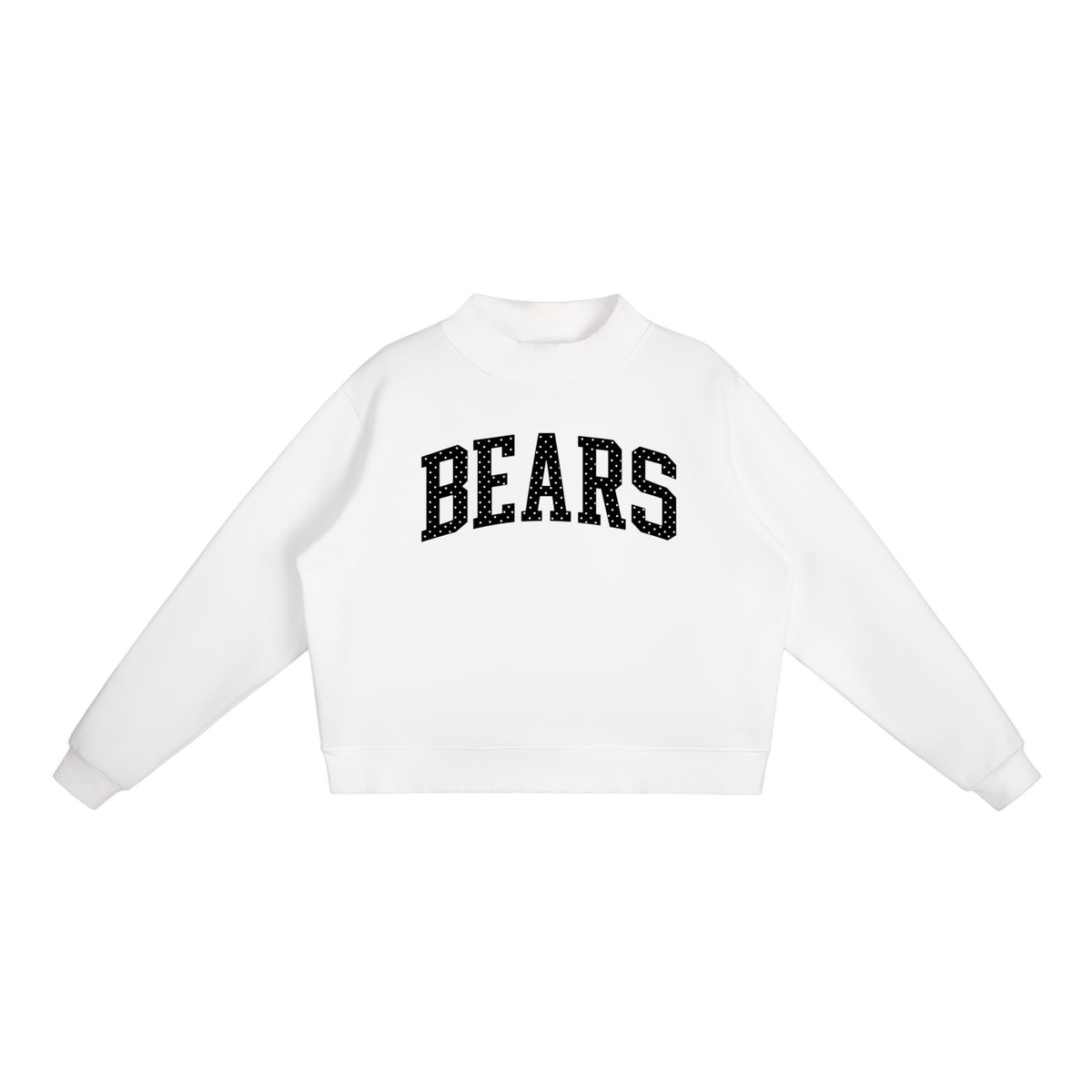 Black Bears Polka Essential Fleece Mock-Neck Crew Sweatshirt