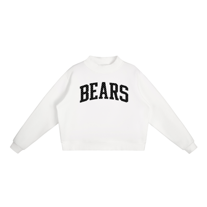 Black Bears Polka Essential Fleece Mock-Neck Crew Sweatshirt