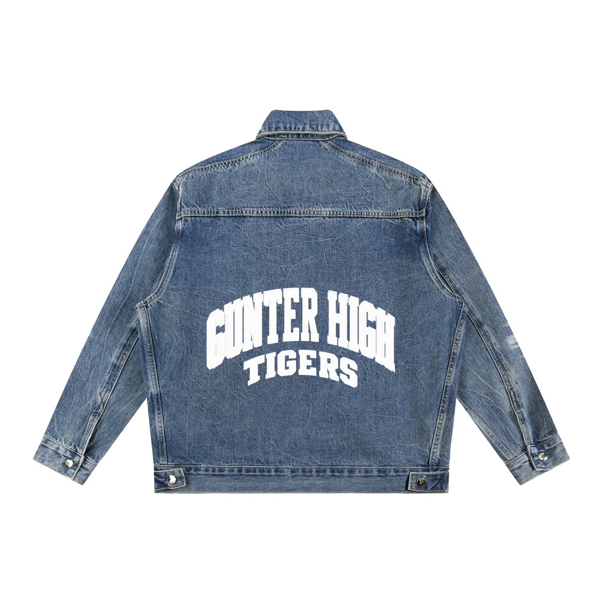 Basic 2 White Gunter Vintage Wash Zip Up Denim Jacket