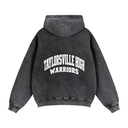 Basic 2 White Taylorsville Zip-Through Boxy Fleece Hoodie