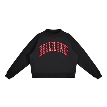 Gingham Bellflower Essential Fleece Mock-Neck Crew Sweatshirt