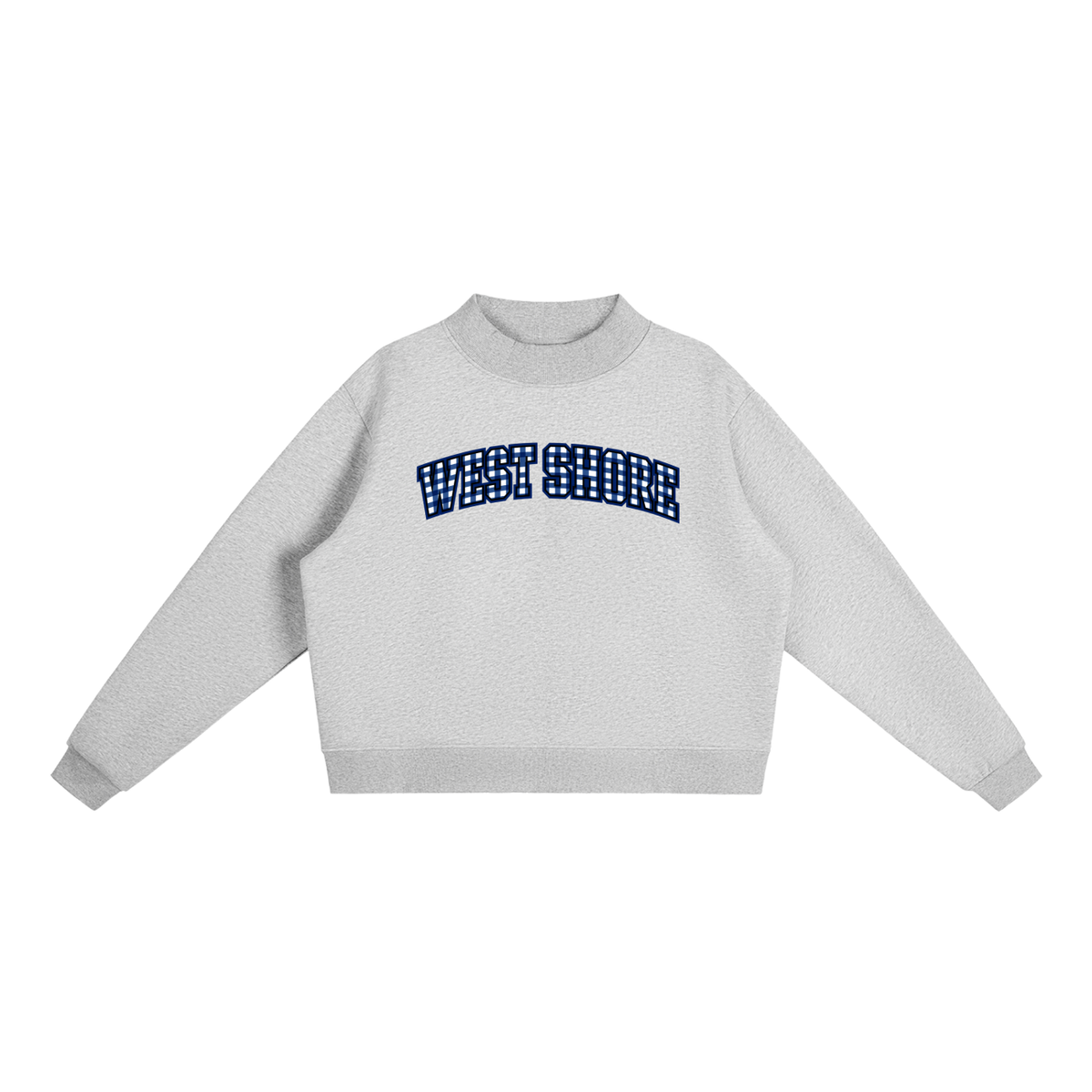 Gingham West Shore Essential Fleece Mock-Neck Crew Sweatshirt (printed)