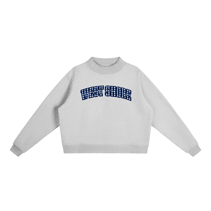 Gingham West Shore Essential Fleece Mock-Neck Crew Sweatshirt (printed)