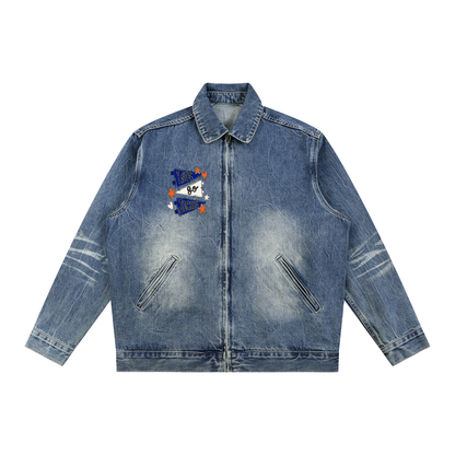 Lets Go James Island Vintage Wash Zip Up Denim Jacket