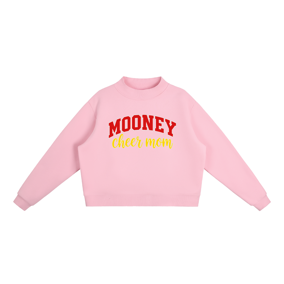 Cheer Mom Cardinal Mooney Essential Fleece Mock-Neck Crew Sweatshirt